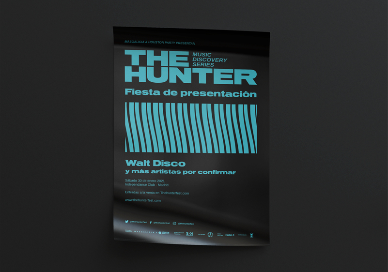 Cartel festival the hunter sobre fondo negro